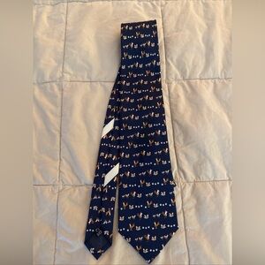 Salvatore Ferragamo Mens Silk Animal Print Classic Neck Tie Blue 58”x 3.5”